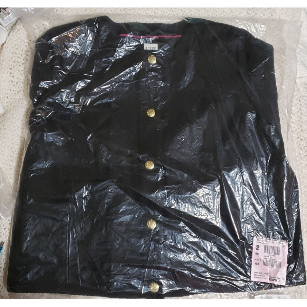 New J Crew Lady Jacket Black Tweed Cropped w/ Gold Buttons Size 20 NWT - Picture 9 of 16